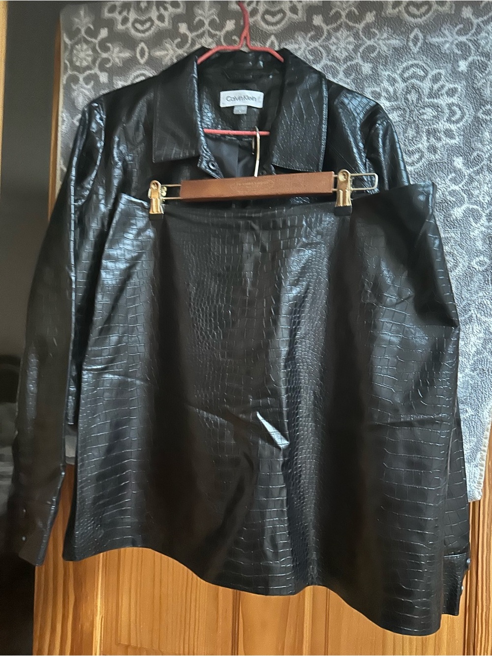 Calvin Klein Black Faux Croc Leather Jacket